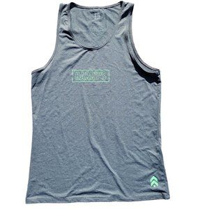 Barry's Mens Tank Top Shirt Gray Green Logo Sleeveless Pullover Scoop Neck Small